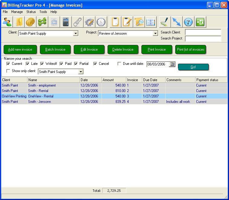BillingTracker Pro Invoice Software Screenshot